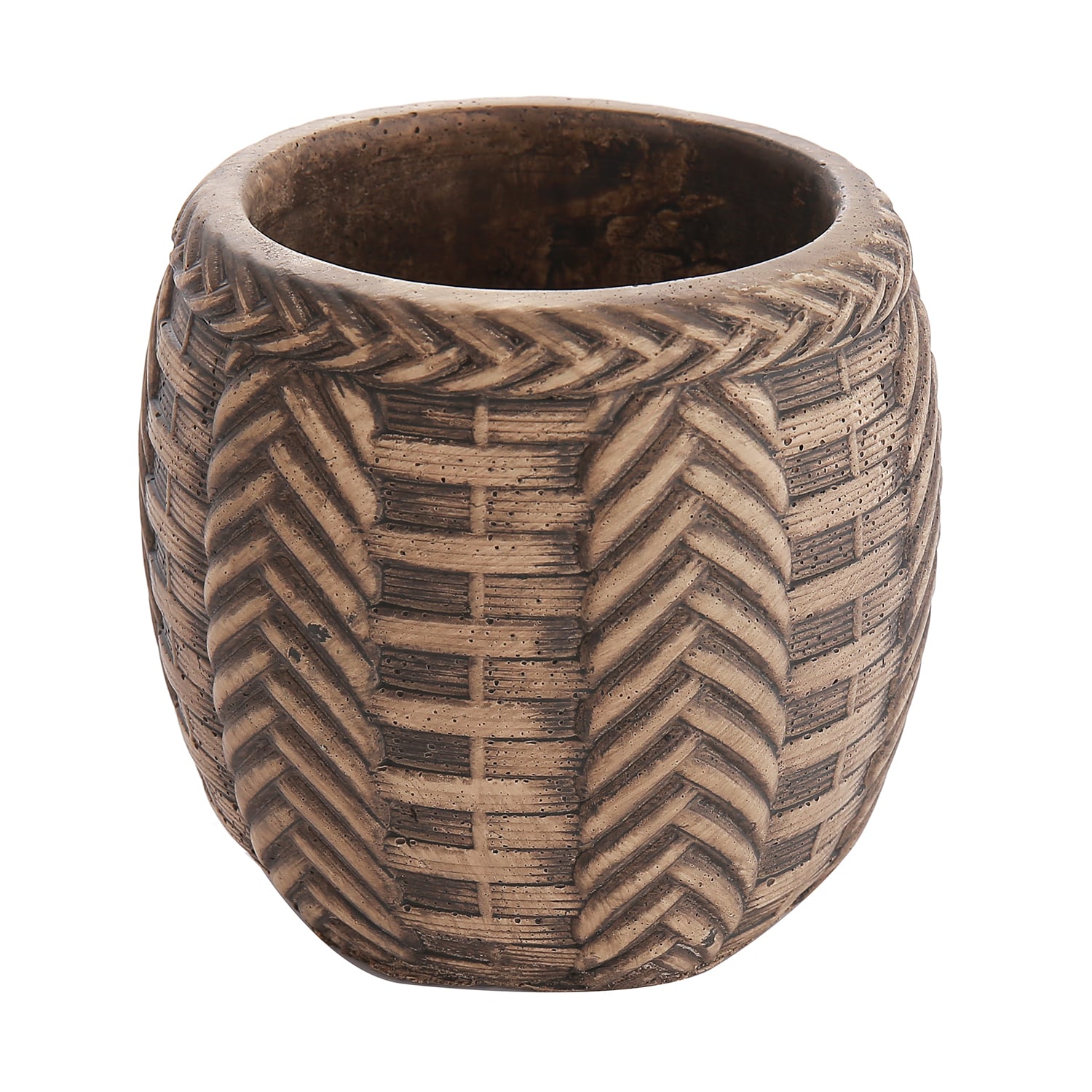 MACETA TRENZADA DE CEMENTO CAFE  10 CM - 1