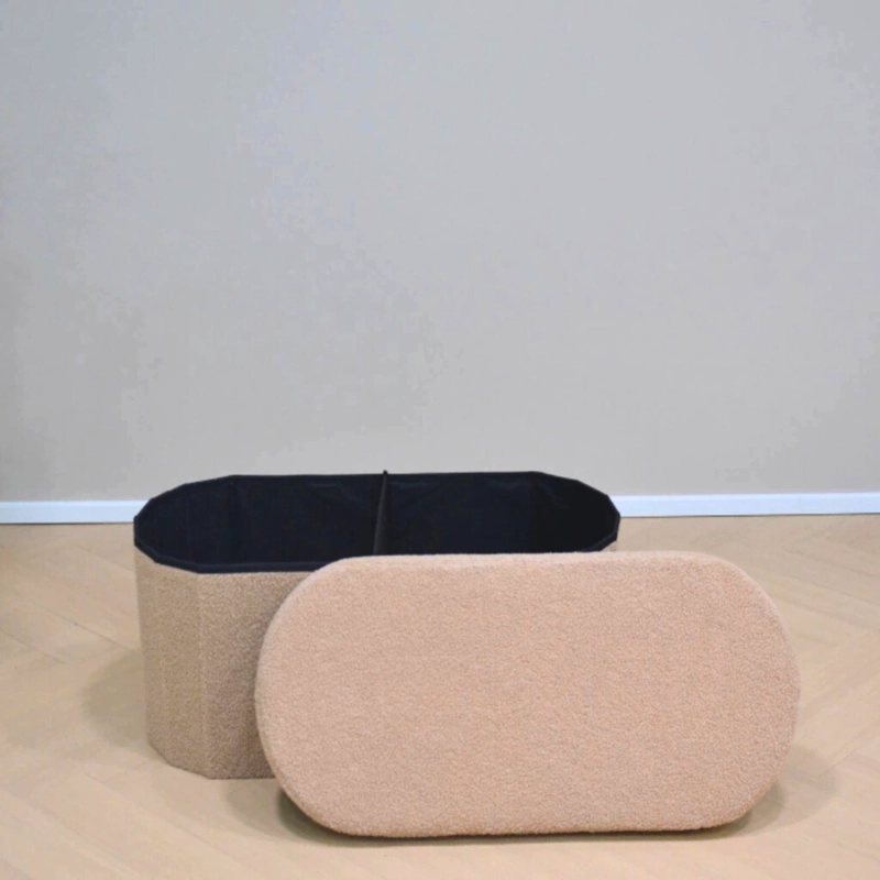 BAUL PLEGABLE OVALADO BOUCLE  BEIGE - 2