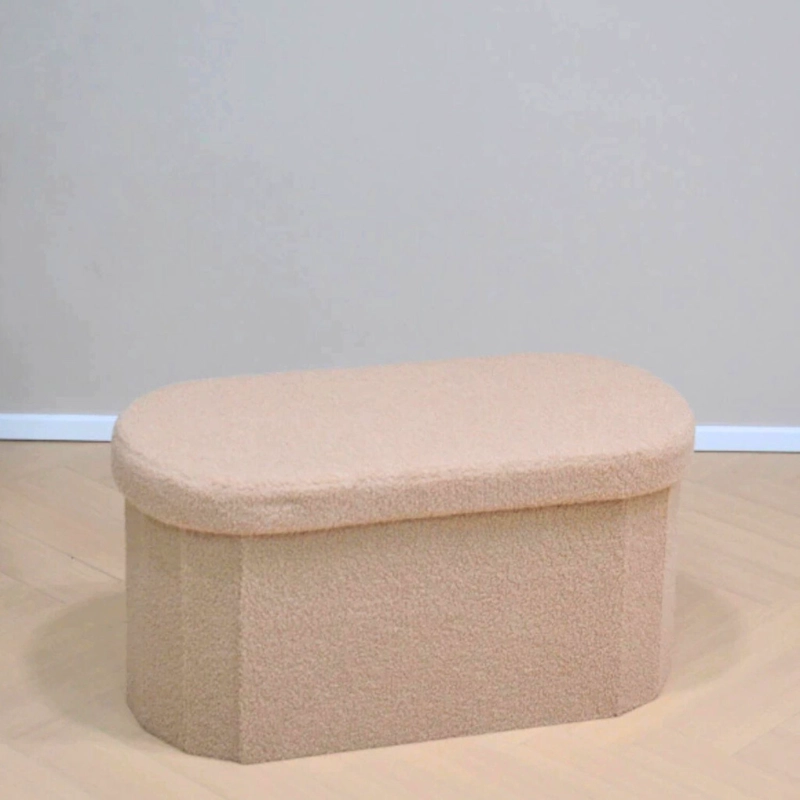 BAUL PLEGABLE OVALADO BOUCLE  BEIGE - 3