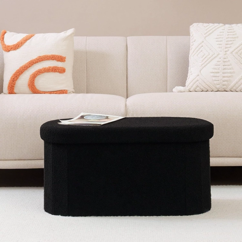 BAUL PLEGABLE OVALADO BOUCLE  NEGRO - 3