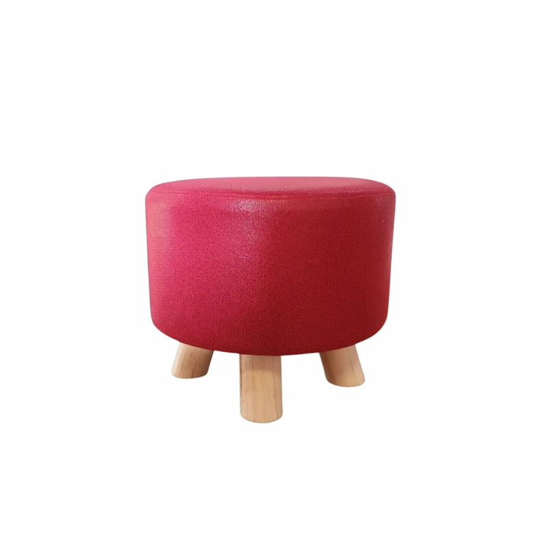 MINI PUFF REDONDO TELA ROJO - 2