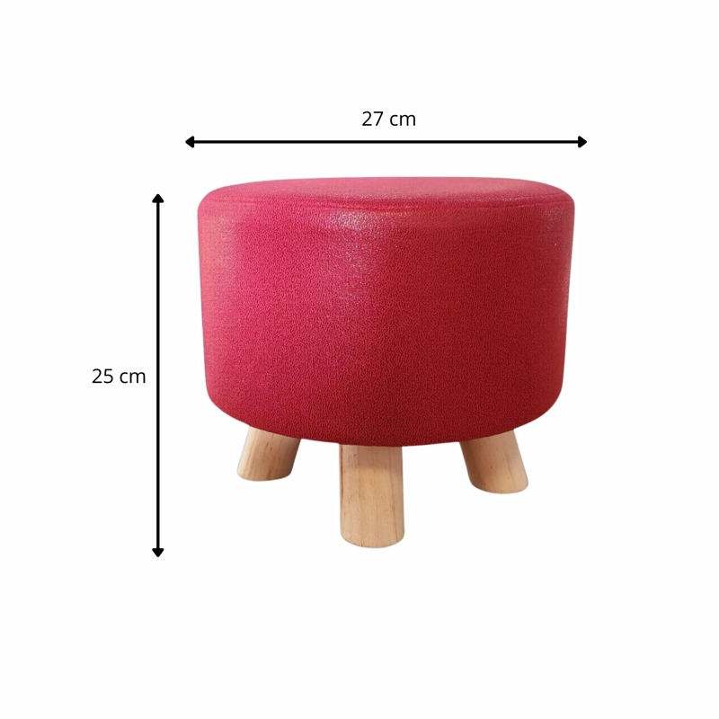 MINI PUFF REDONDO TELA ROJO - 5