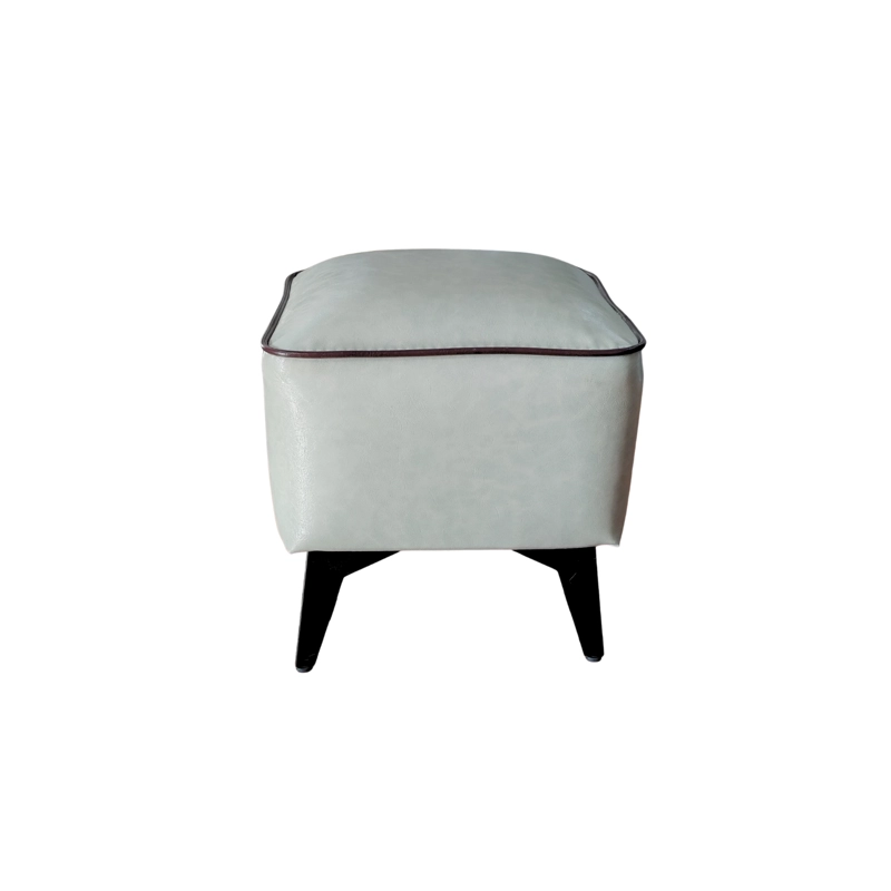 TABURETE REPOSAPIE S OTOMANO CUADRADO ECO CUERO GRIS - 2