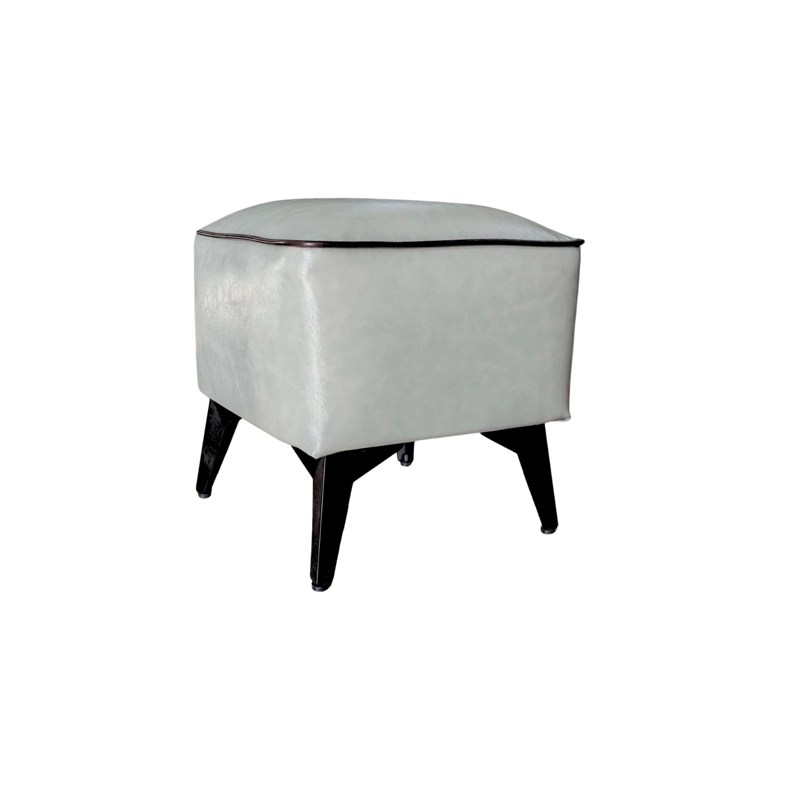 TABURETE REPOSAPIE S OTOMANO CUADRADO ECO CUERO GRIS - 4