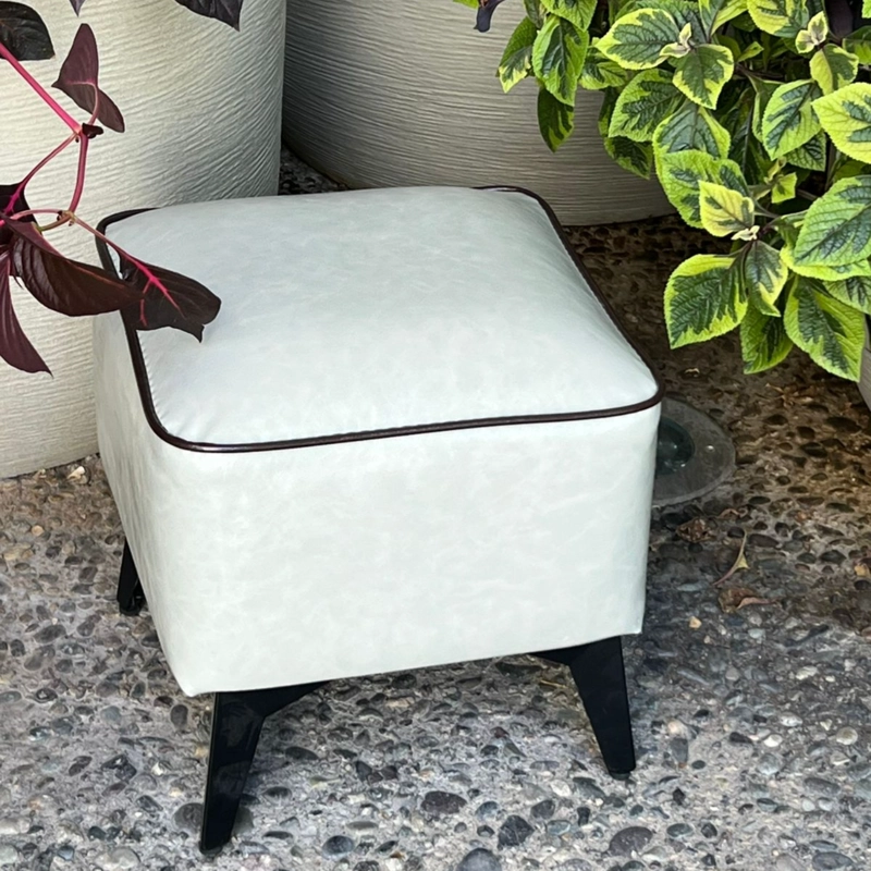 TABURETE REPOSAPIE S OTOMANO CUADRADO ECO CUERO GRIS - 7