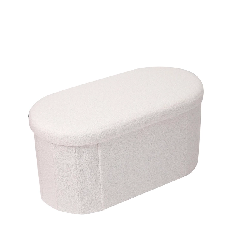 BAUL PLEGABLE OVALADO BOUCLE  CREMA - 1