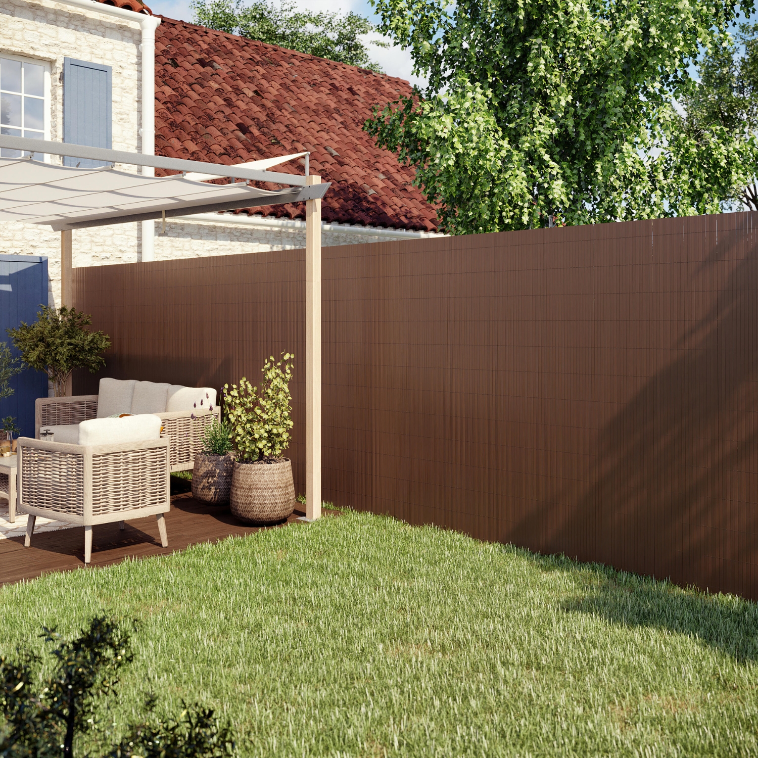 CIERRE DE TERRAZA Y JARDIN PVC CAFE  1X3 M - 7