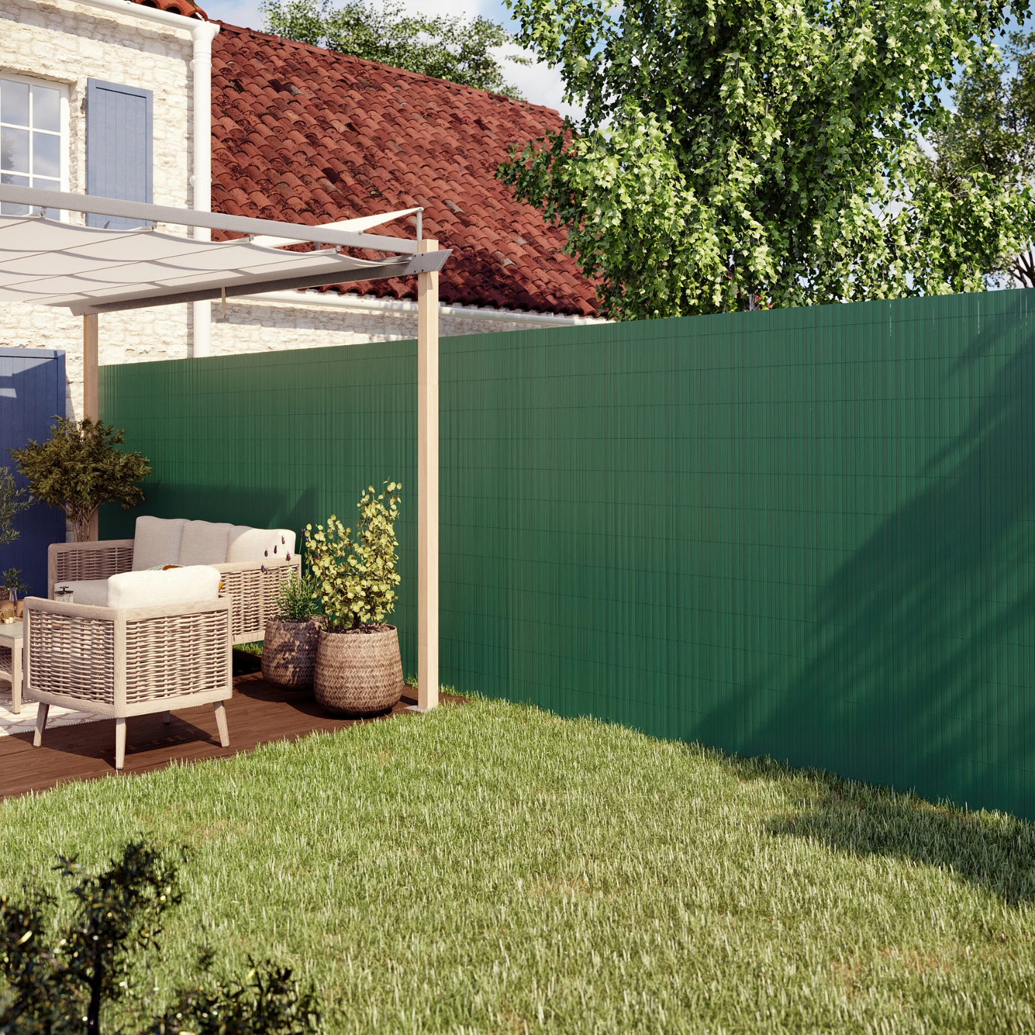 CIERRE DE TERRAZA Y JARDIN PVC VERDE 1X3 M - 9