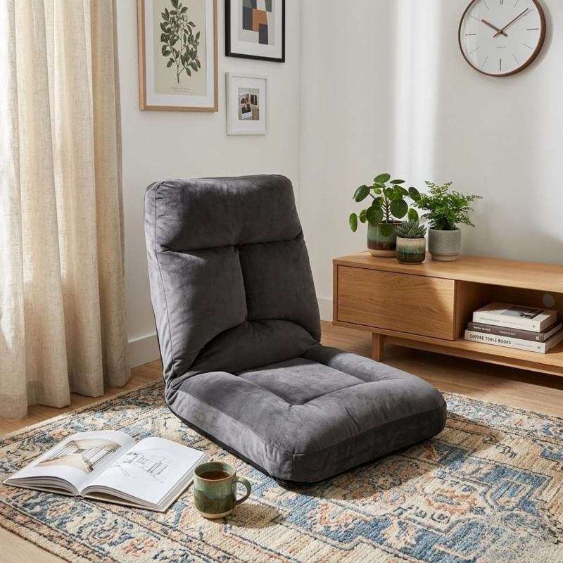 SOFA PUFF DE PISO RECLINABLE GRIS - 6