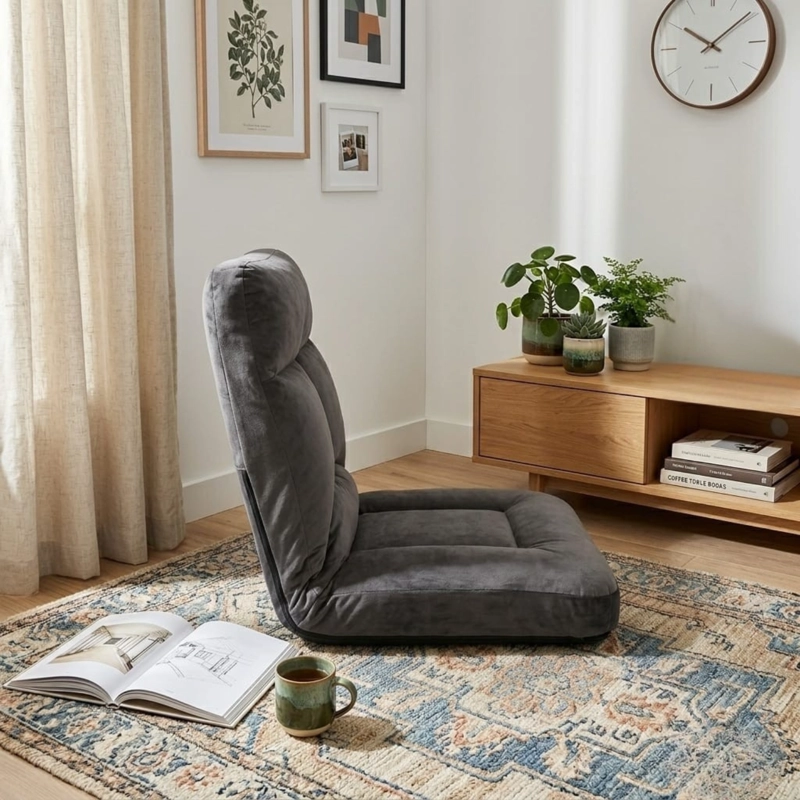 SOFA PUFF DE PISO RECLINABLE GRIS - 7