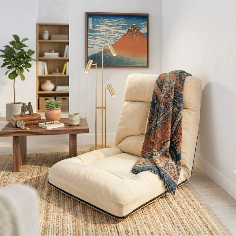 SOFA PUFF DE PISO RECLINABLE BEIGE - 6