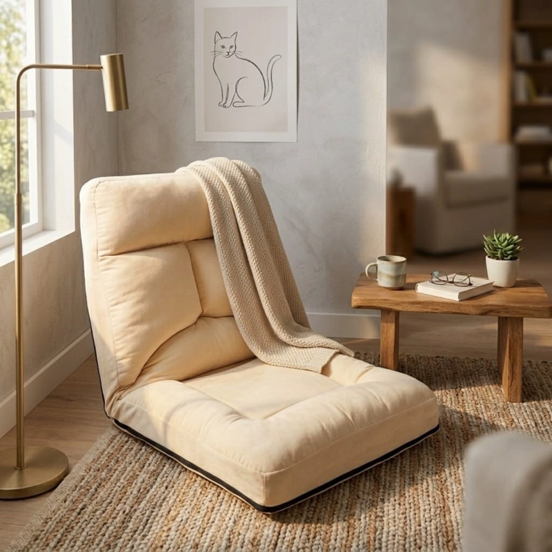 SOFA PUFF DE PISO RECLINABLE BEIGE - 7