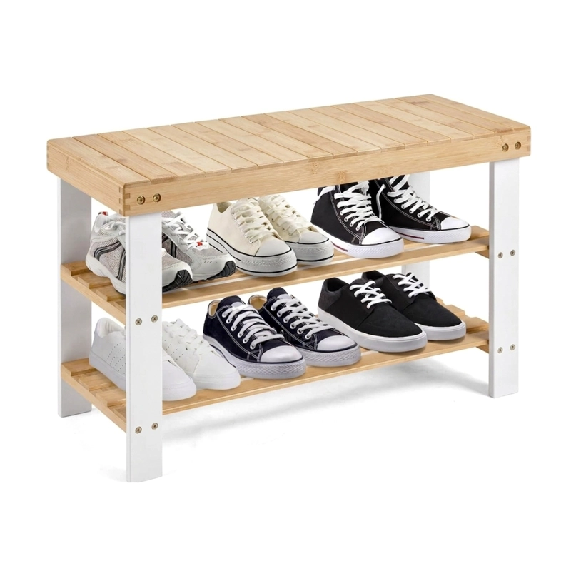 BANCO ZAPATERO ORGANIZADOR DE BAMBU NATURAL - 2