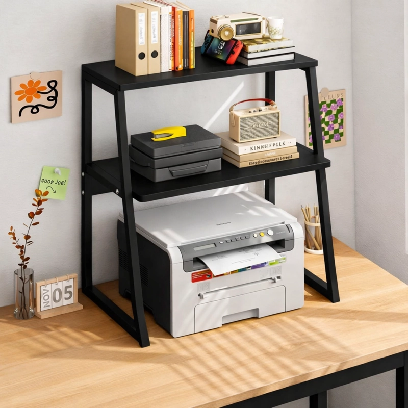 SOPORTE PARA IMPRESORA 2 NIVELES MDF NEGRO - 4