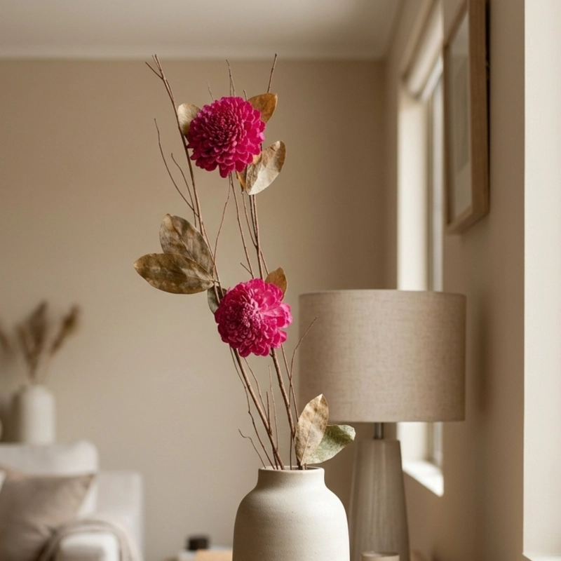 ARREGLO FLORAL FUCSIA CON FLORES SECAS - 5
