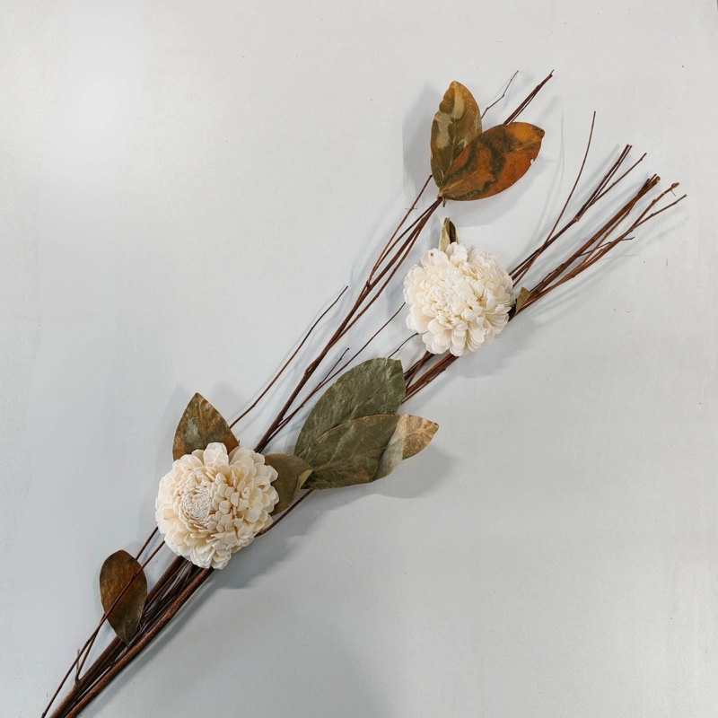 RAMO VARAS MIX FLORES PRESERVADO CREMA 90 CM - 2
