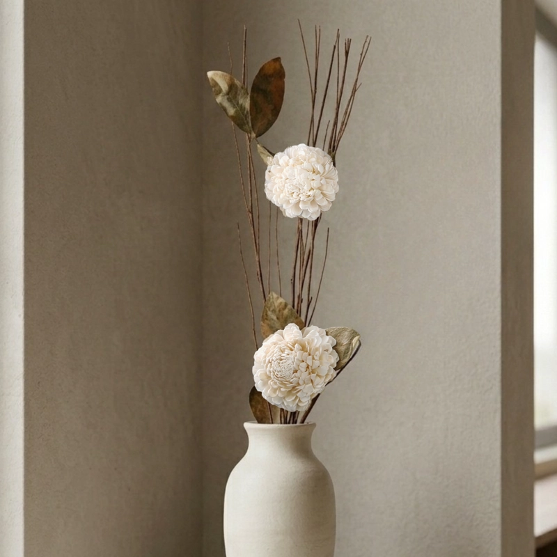 RAMO VARAS MIX FLORES PRESERVADO CREMA 90 CM - 6