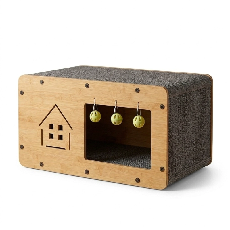 CASA RASCADO DE MADERA PARA GATOS - 2