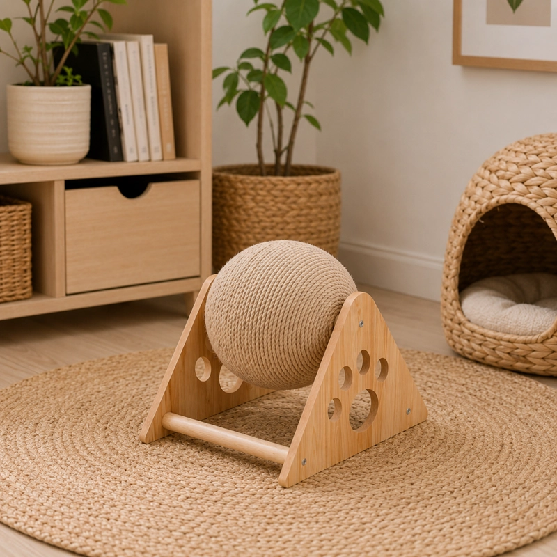 JUGUETE RASCADOR PARA GATOS CON BOLA DE SISAL - 5