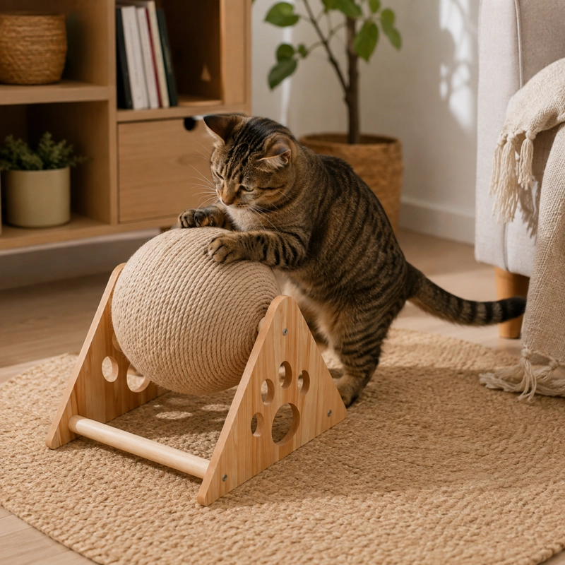 JUGUETE RASCADOR PARA GATOS CON BOLA DE SISAL - 7