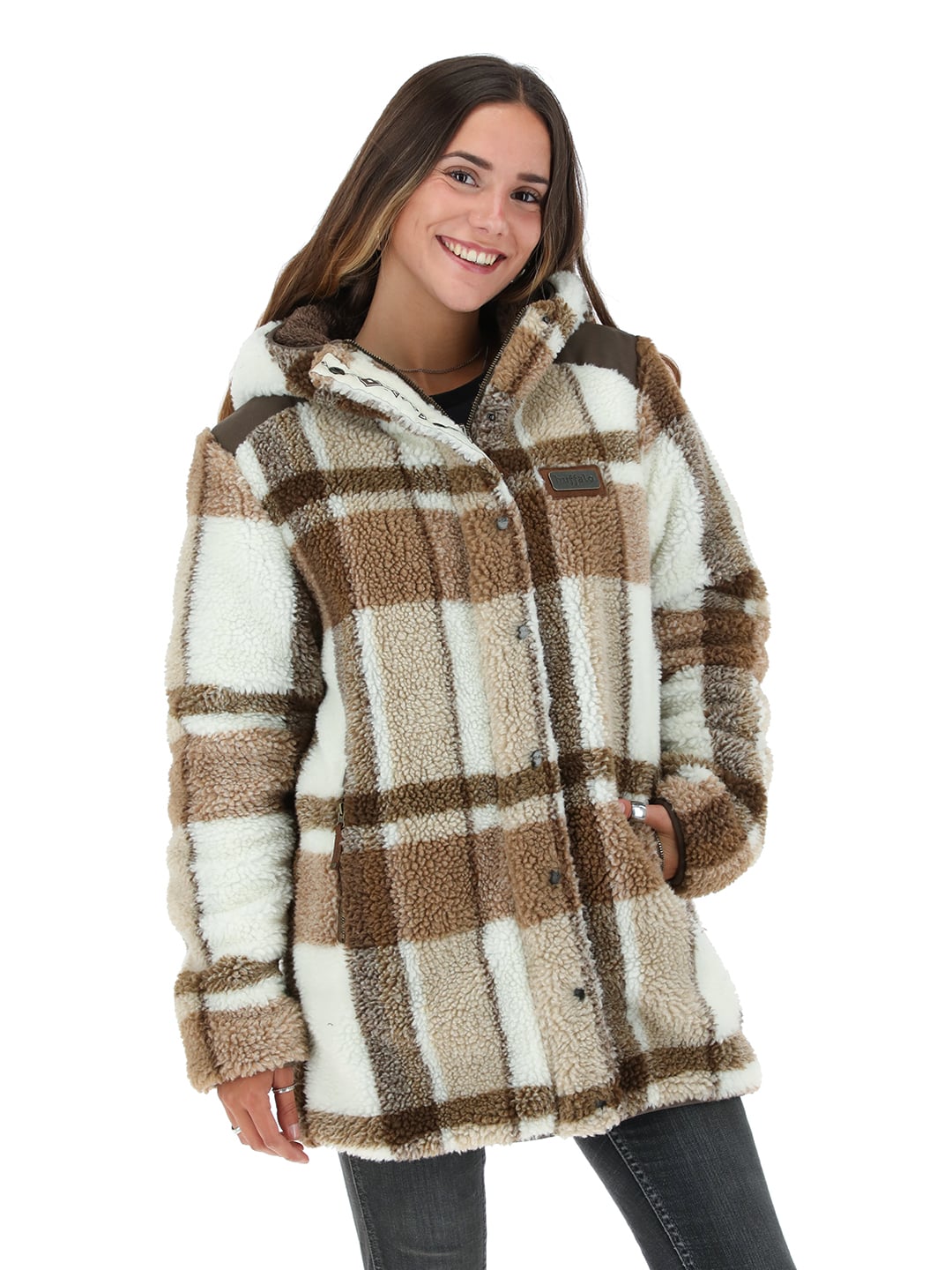 CHAQUETA CHIPODOS PATTERN CRUDO - CAFE JASPEADO MUJER - 1