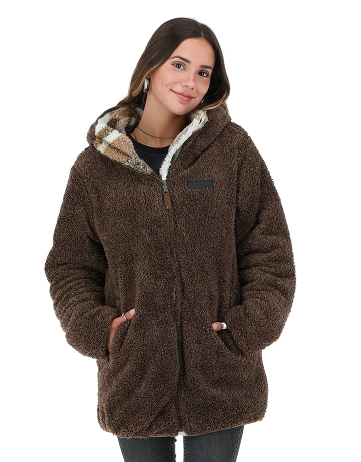 CHAQUETA CHIPODOS PATTERN CRUDO - CAFE JASPEADO MUJER - 3