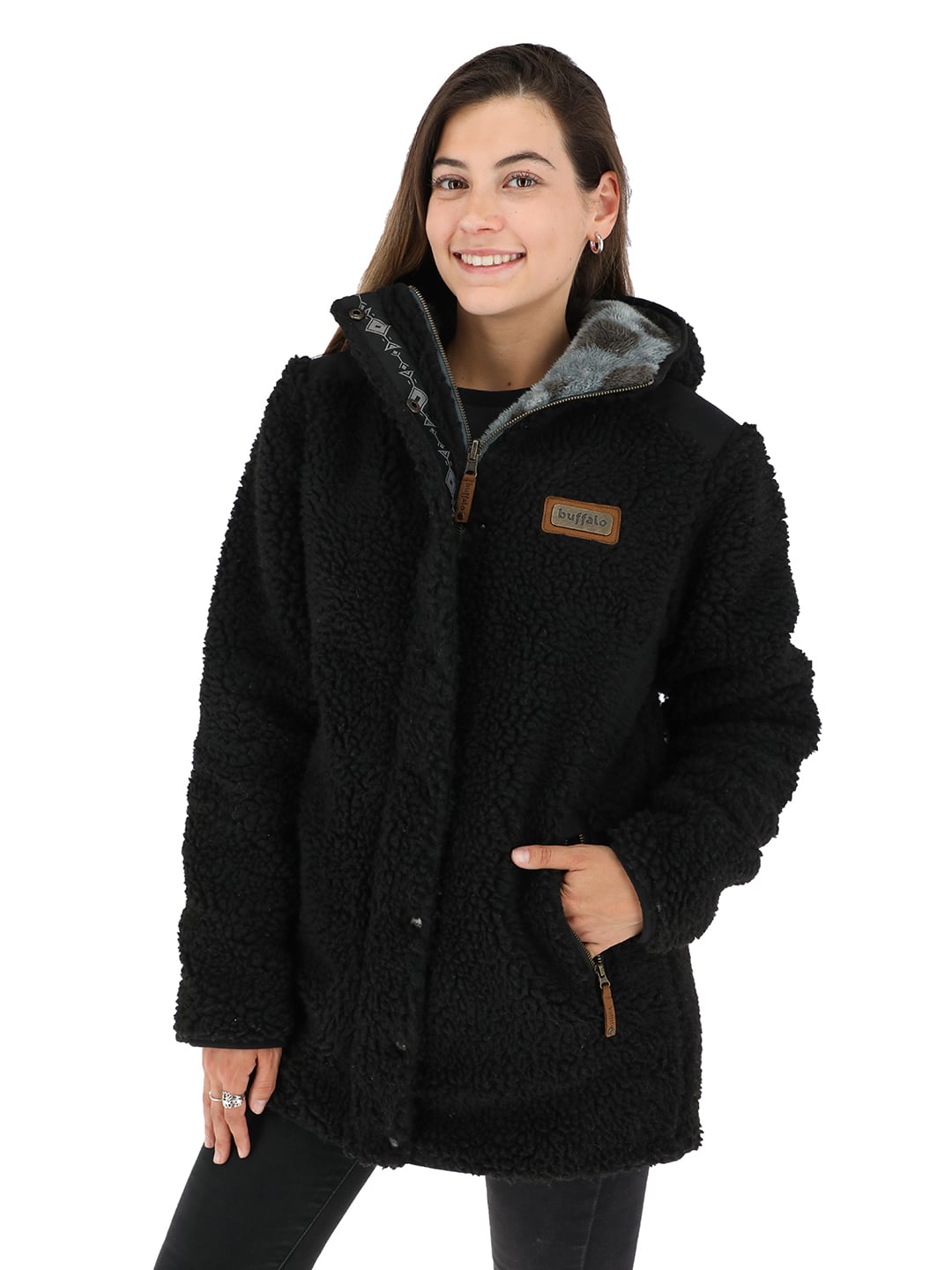 CHAQUETA CHIPODOS NEGRO - DISEÑO GRIS MUJER - 1