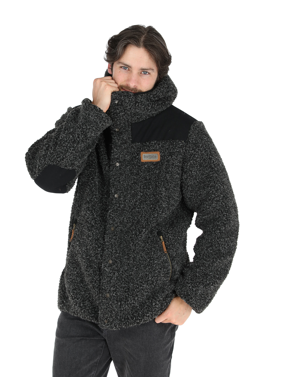 CHAQUETA CHIPODOS NEGRO JASPEADO - DISEÑO GRIS HOMBRE - 1