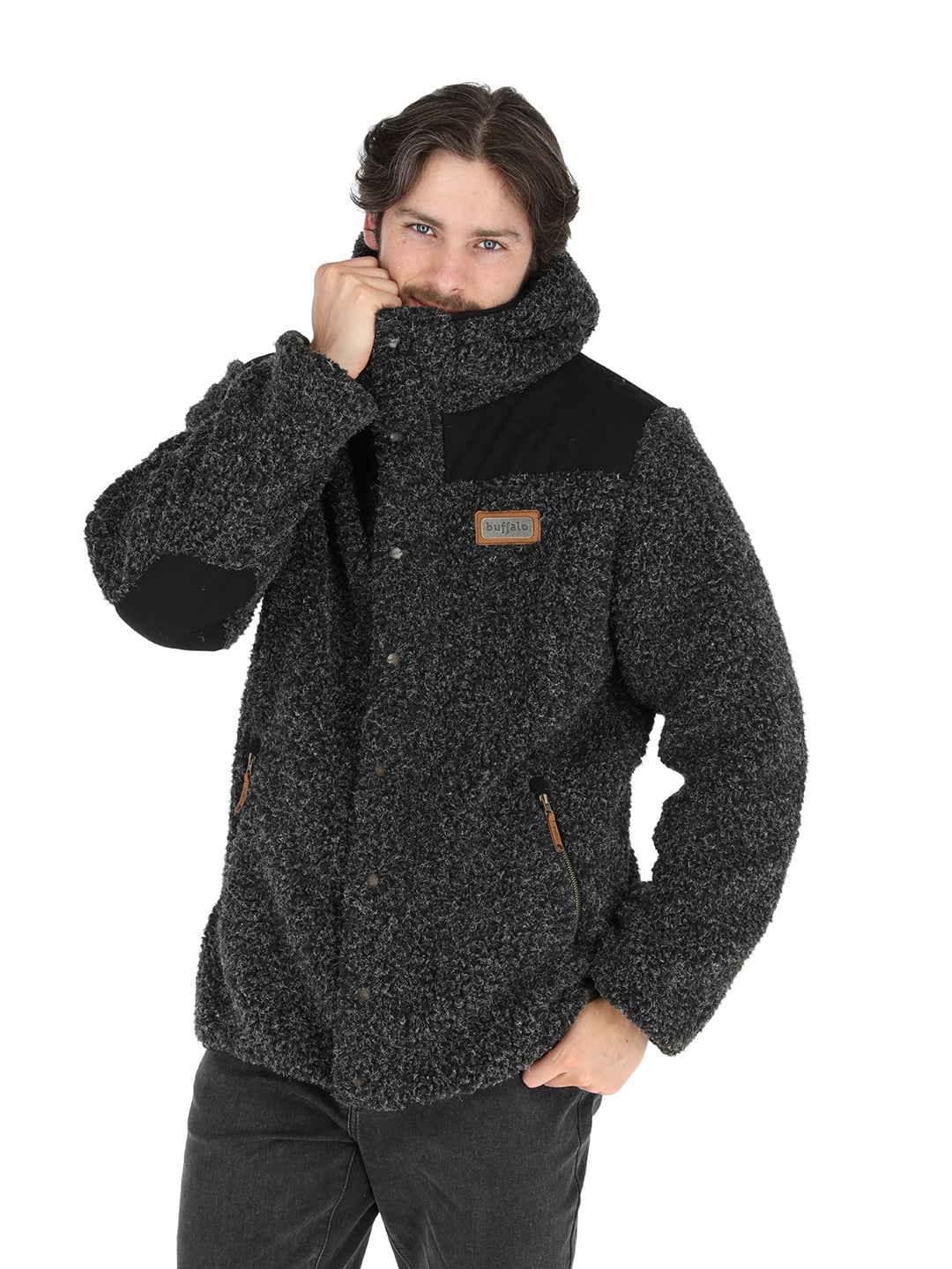 CHAQUETA CHIPODOS NEGRO JASPEADO - DISEÑO GRIS HOMBRE - 1