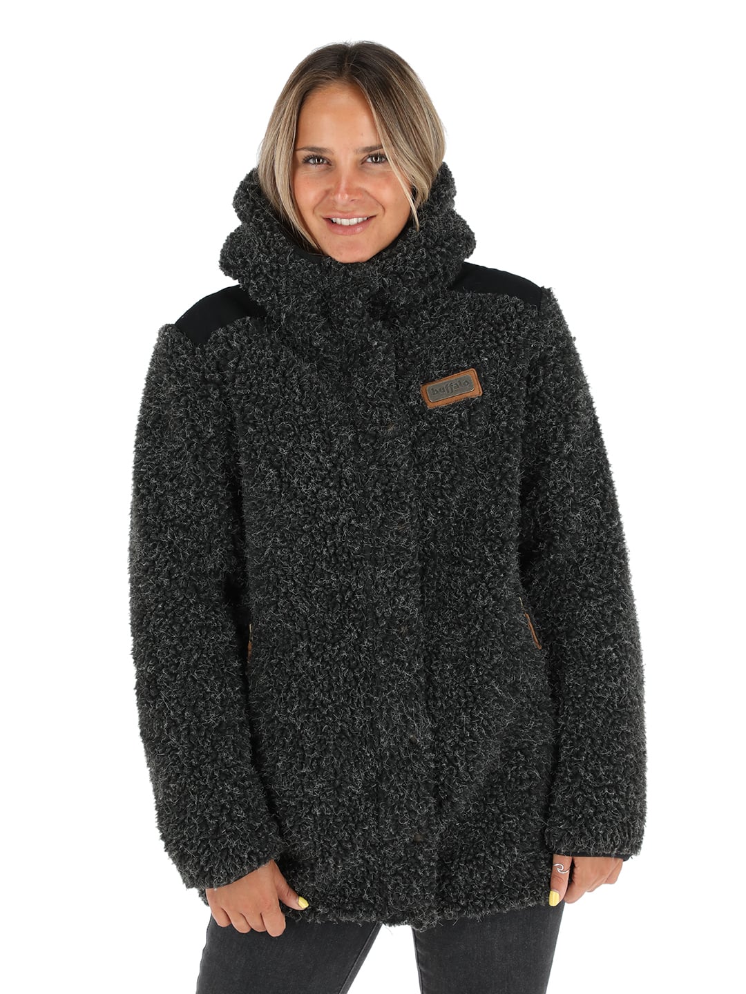 CHAQUETA CHIPODOS NEGRO JASPEADO - DISEÑO GRIS MUJER - 1