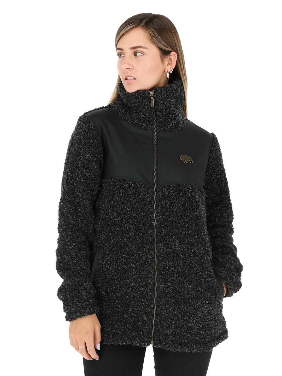 CHAQUETA TERRAIN I2 NEGRO JASPEADO MUJER - 1