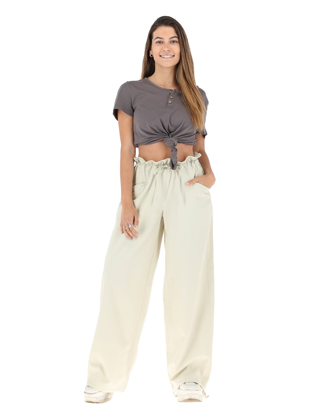 PANTALON MUJER BUFFALO BEIGE AMEBA - 1