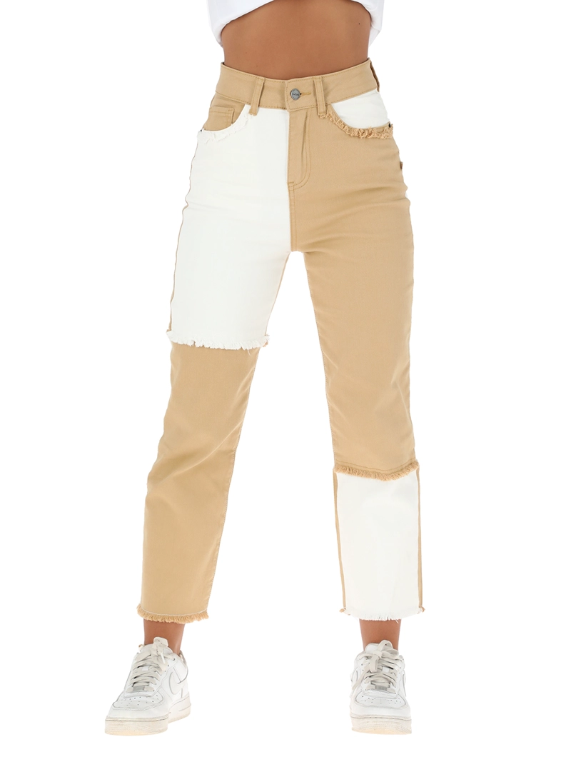 PANTALON MUJER BUFFALO BLANCO JEANS CORTES CHEQUEN - 1