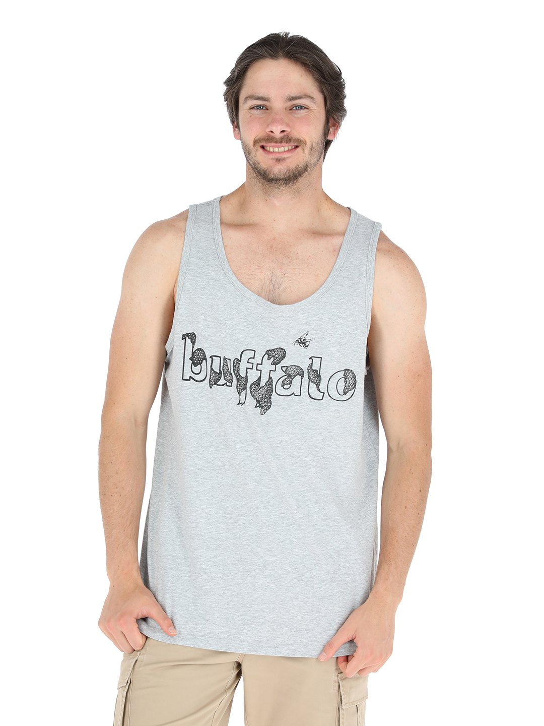 POLERA SIN MANGAS ABEJORRO GRIS MELANGE HOMBRE - 1