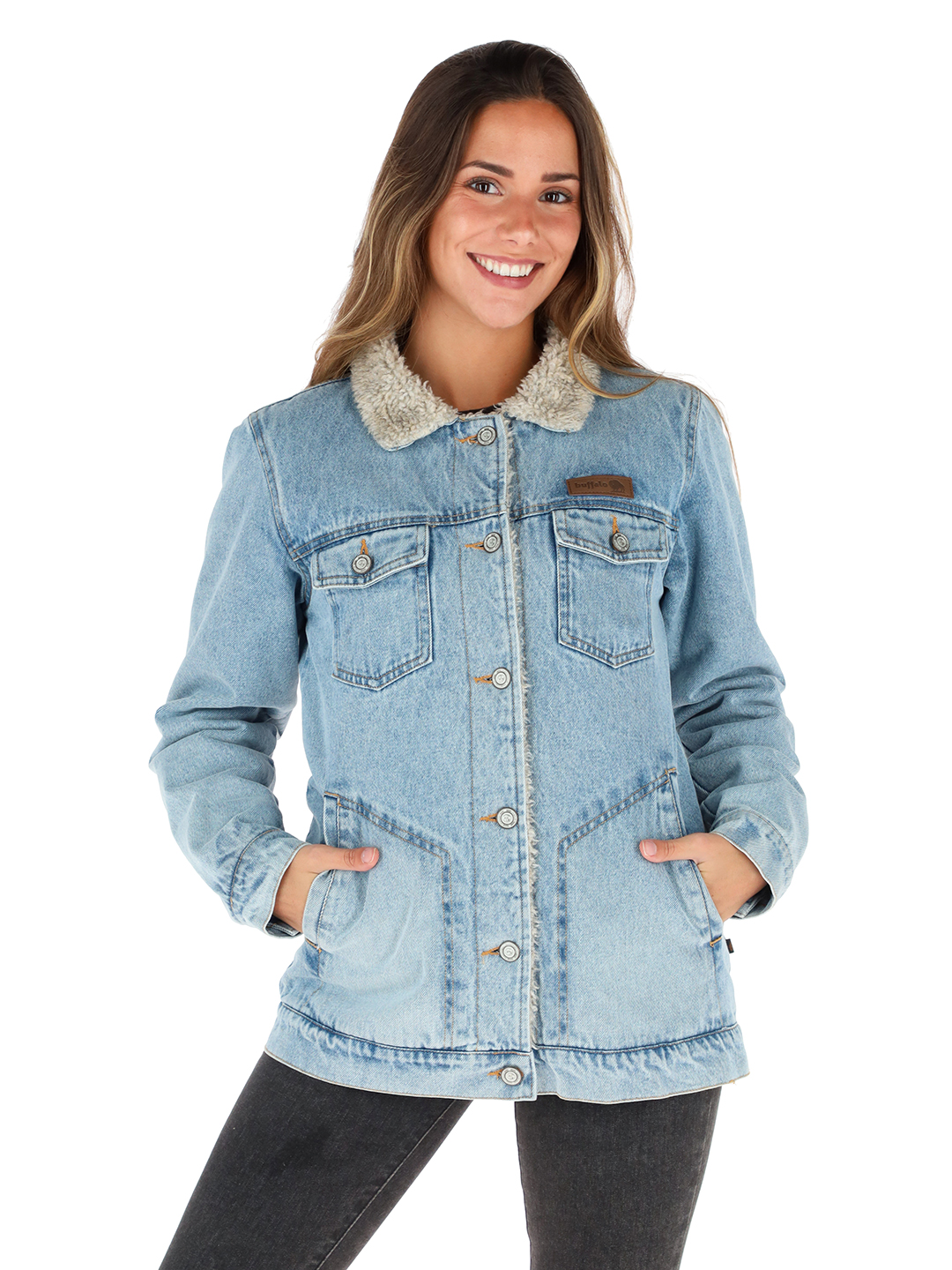CHAQUETA FORESTA I3 CELESTE - LANA JASPEADO MUJER - 1