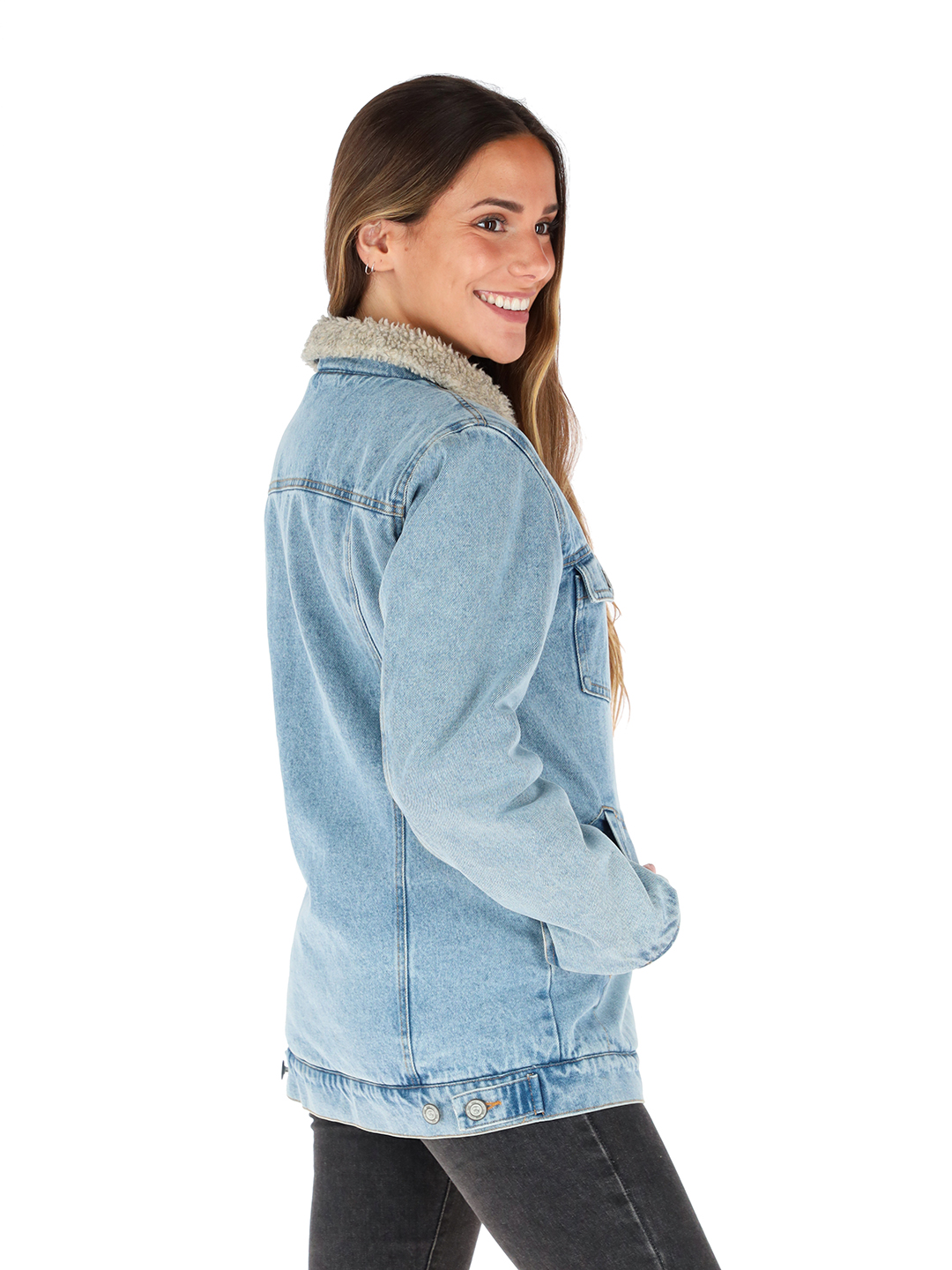 CHAQUETA FORESTA I3 CELESTE - LANA JASPEADO MUJER - 2