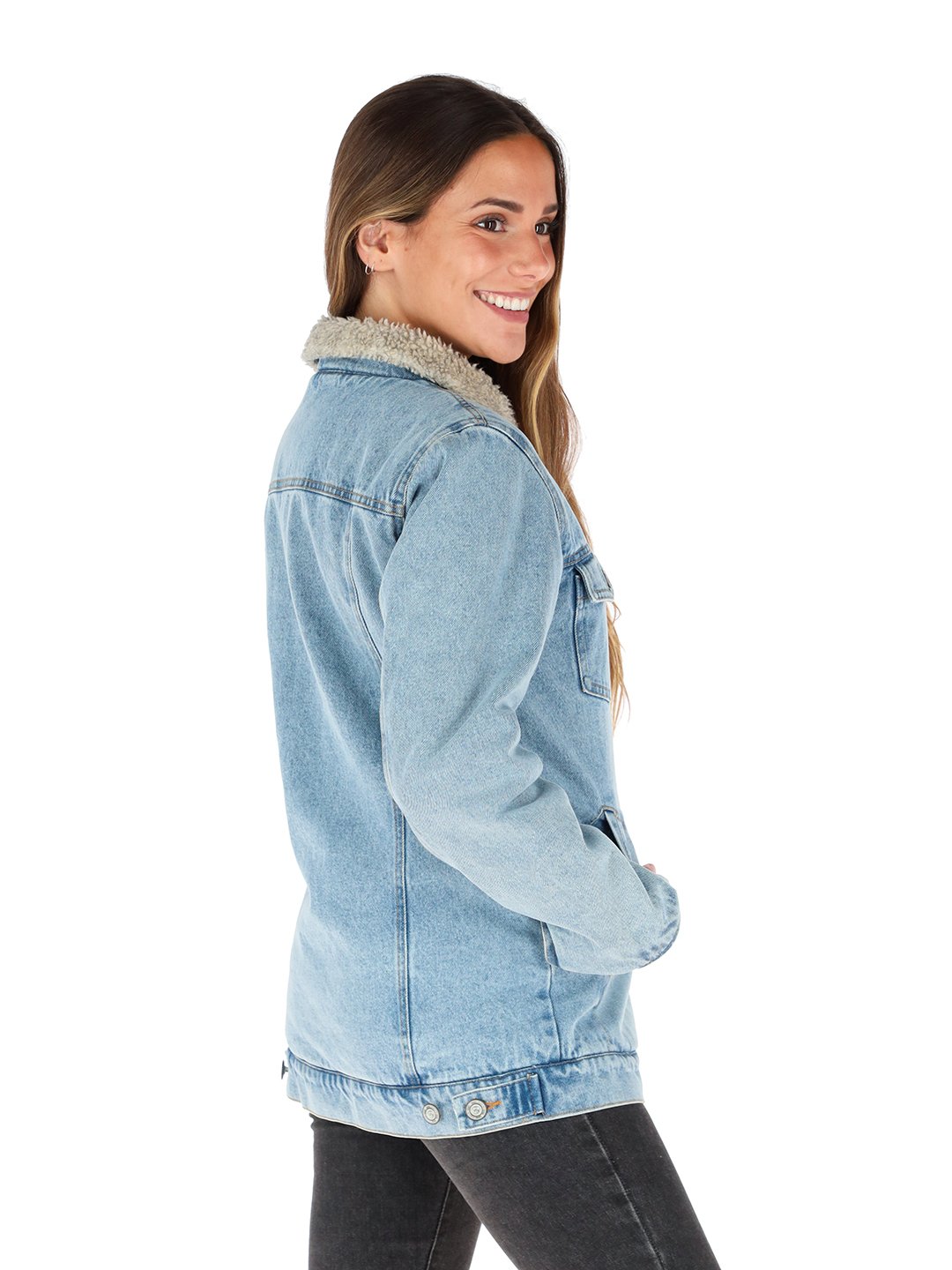 CHAQUETA FORESTA I3 CELESTE - LANA JASPEADO MUJER - 2