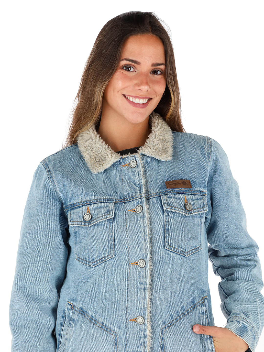 CHAQUETA FORESTA I3 CELESTE - LANA JASPEADO MUJER - 3