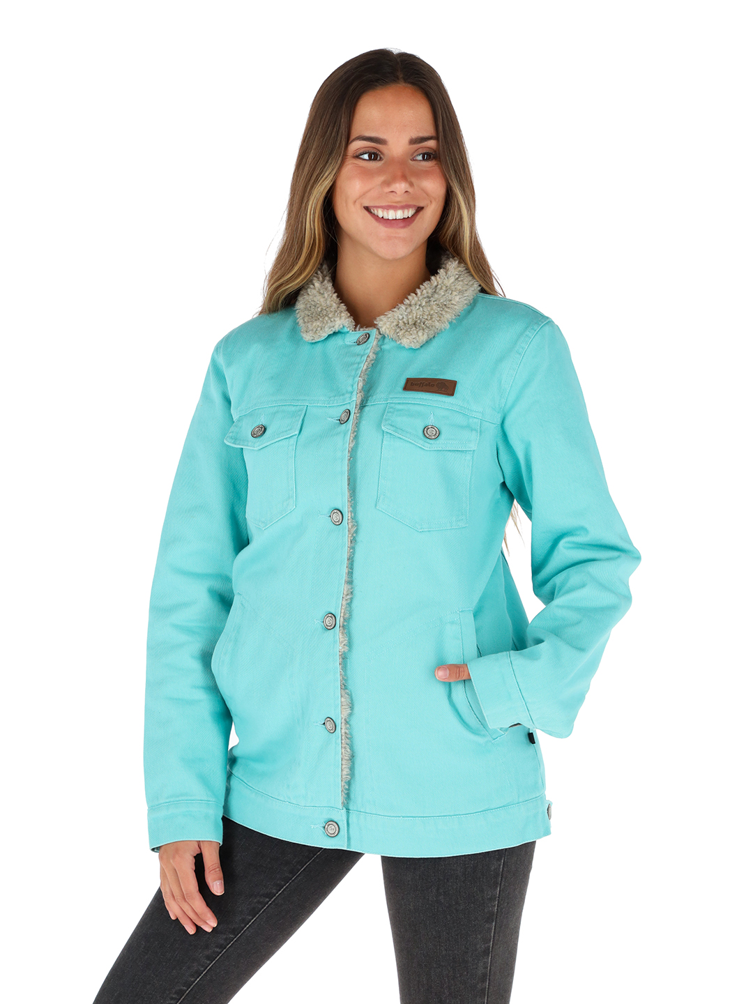 CHAQUETA FORESTA I3 TURQUESA - LANA JASPEADO MUJER - 1