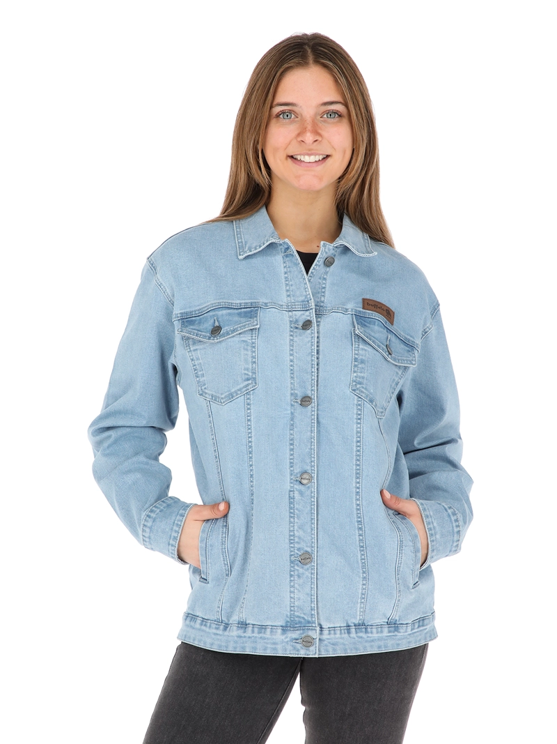 CHAQUETA PLOMO CELESTE MUJER - 1