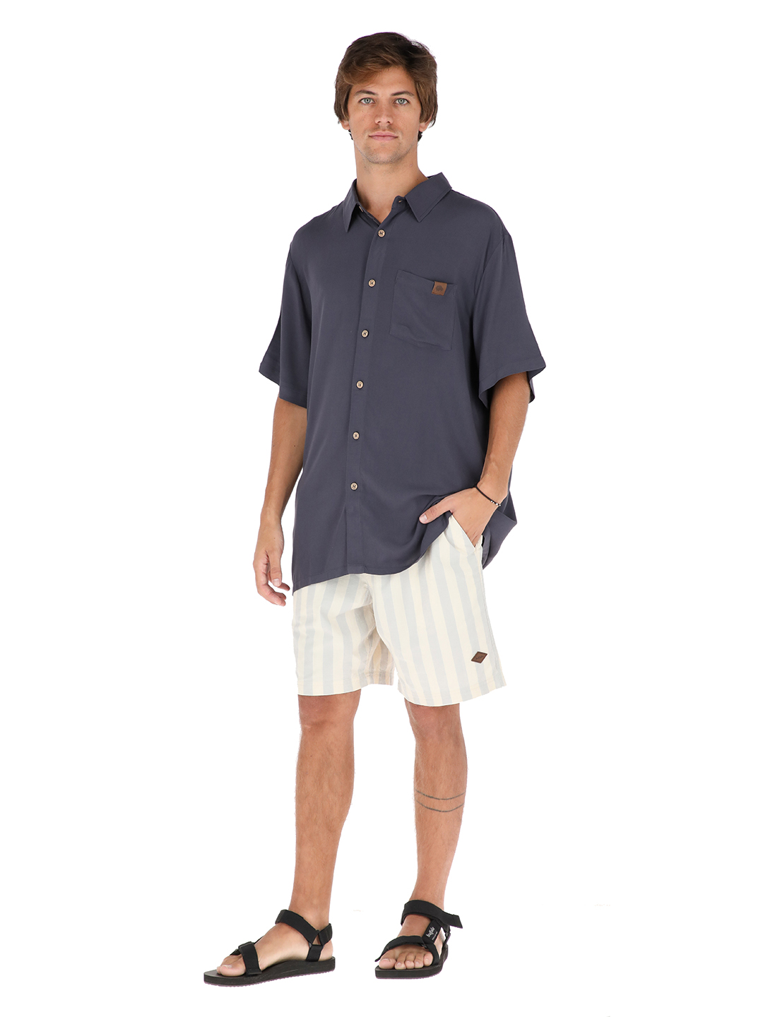 SHORT ALGODÓN HOMBRE BUFFALO GRIS LLAIMA LINEAS - 2