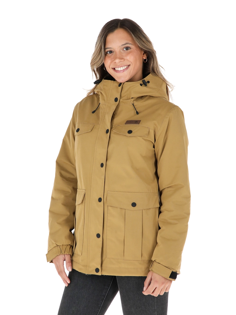 CHAQUETA IMPERMEABLE REVERSIBLE TEPU MOSTAZA - NEGRO JASPEADO MUJER BUFFALO - 1