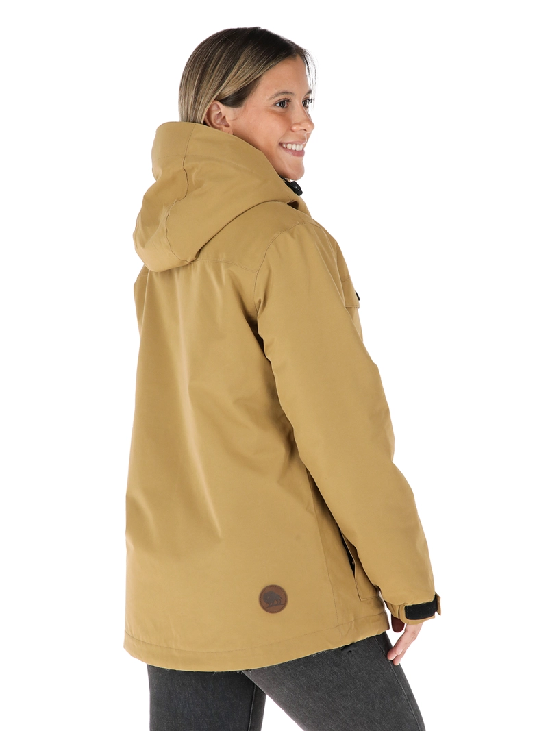 CHAQUETA IMPERMEABLE REVERSIBLE TEPU MOSTAZA - NEGRO JASPEADO MUJER BUFFALO - 3