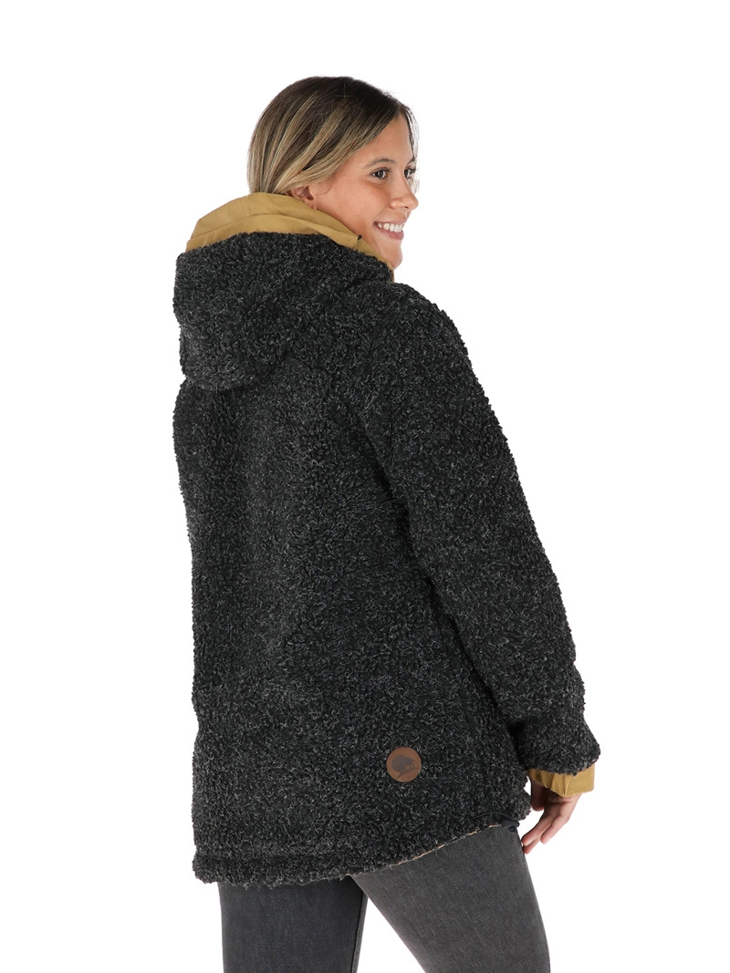 CHAQUETA IMPERMEABLE REVERSIBLE TEPU MOSTAZA - NEGRO JASPEADO MUJER BUFFALO - 7