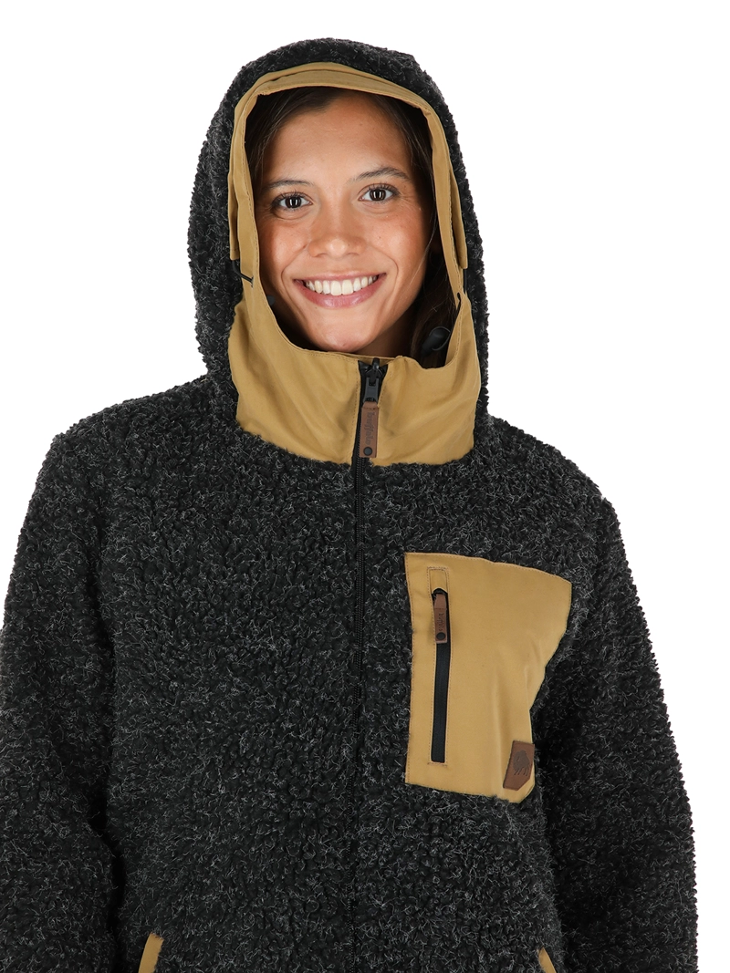CHAQUETA IMPERMEABLE REVERSIBLE TEPU MOSTAZA - NEGRO JASPEADO MUJER BUFFALO - 8