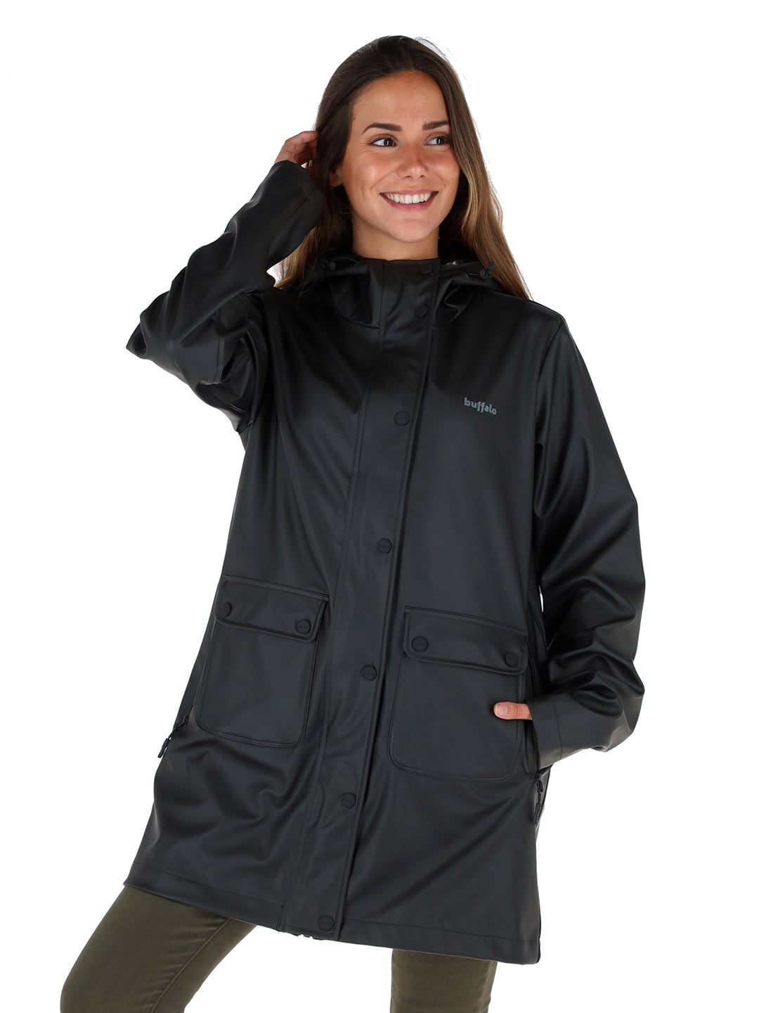 IMPERMEABLE RAINCOAT MUJER EN COLOR NEGRO BUFFALO - 1