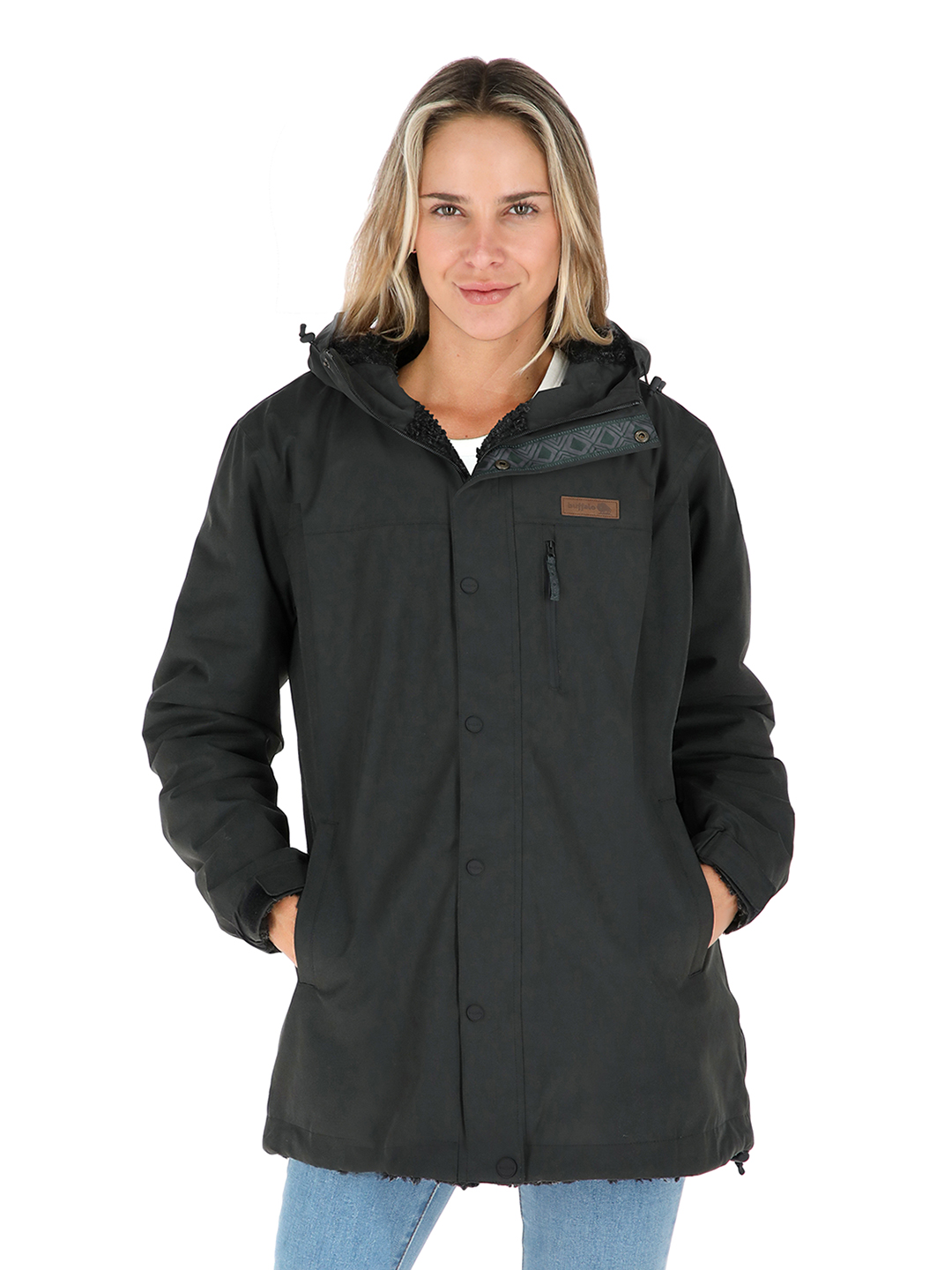 PARKA IMPERMEABLE REVERSIBLE CAMALEON MUJER EN COLOR NEGRO BUFFALO - 1