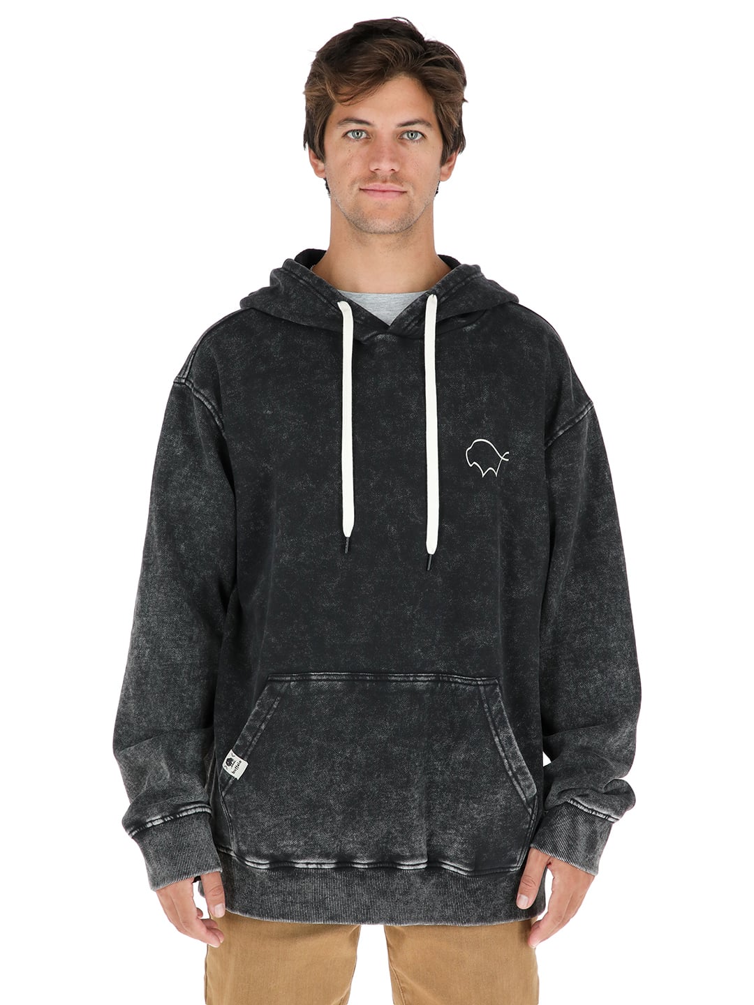 POLERON CANGURU HOMBRE EN COLOR NEGRO BUFFALO - 1