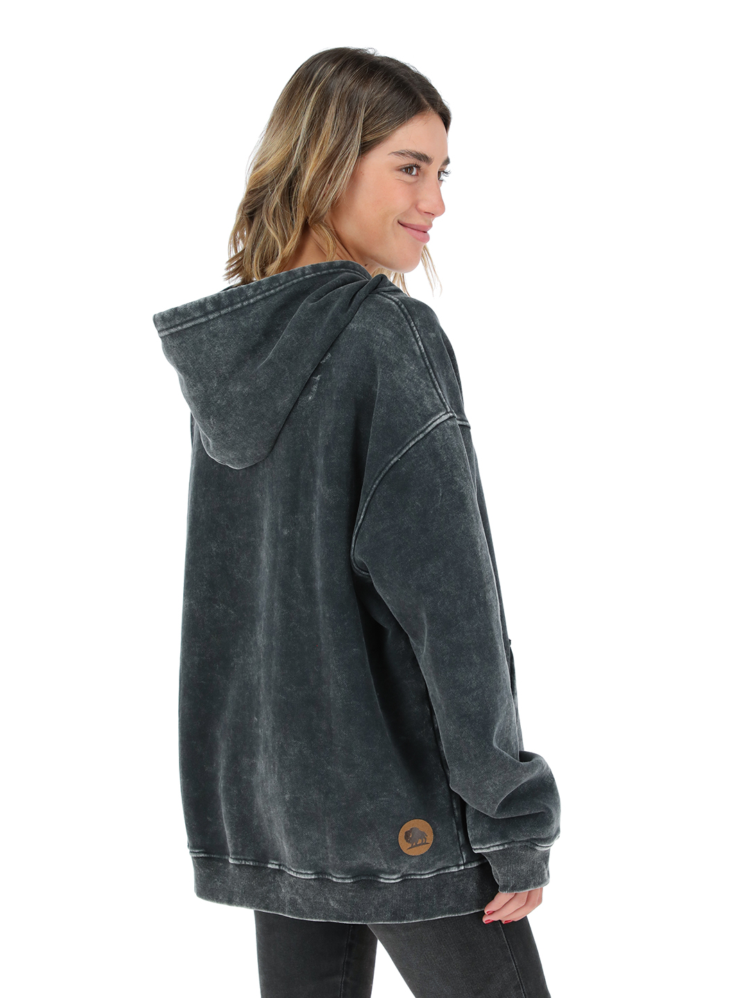 POLERON CANGURU MUJER EN COLOR NEGRO BUFFALO - 3