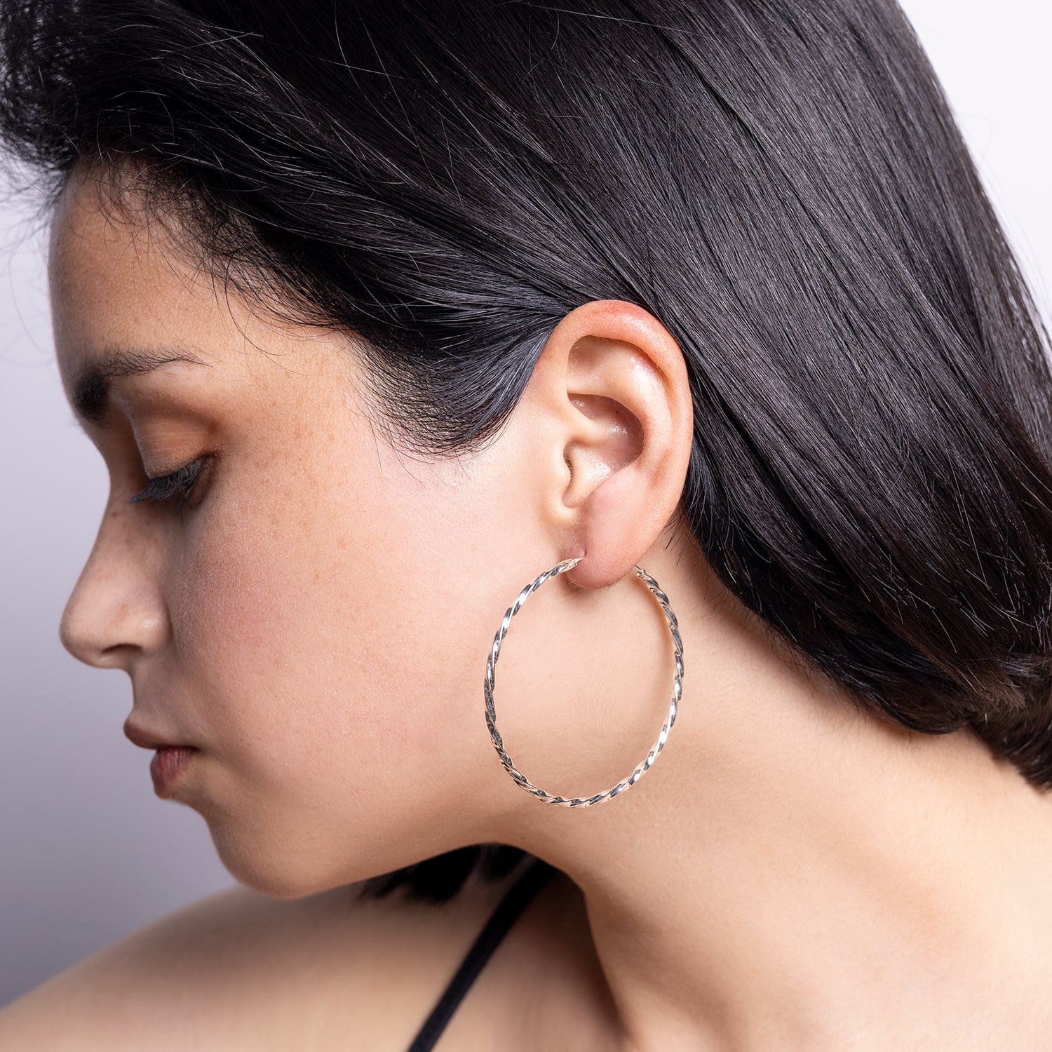 AROS LA GARZA MUJER PLATA ARGOLLA PERFILADAS GRANDE - 2